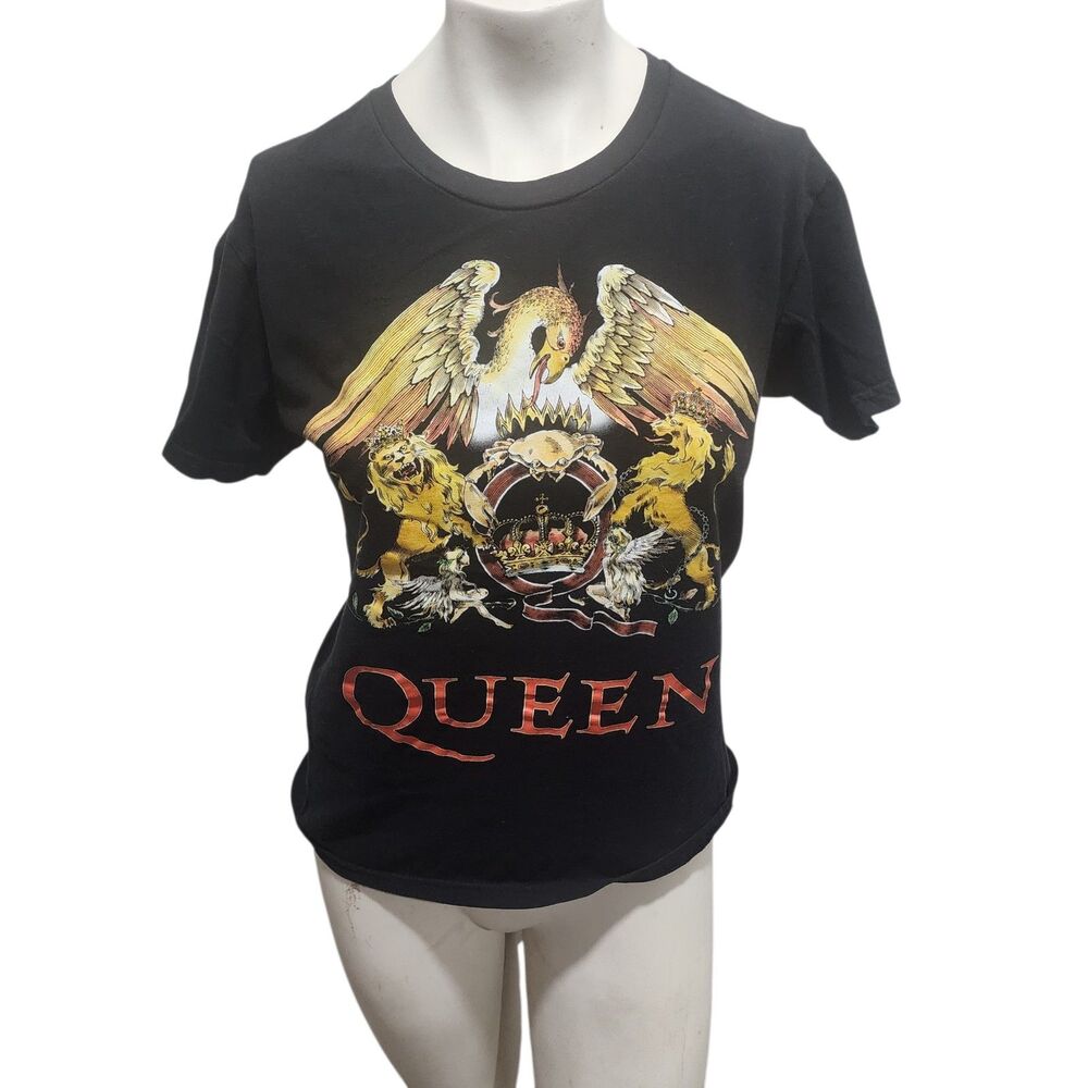 Queen Band T Shirt Crest Graphic Black Rock Tee Classic Freddie Mercury S
